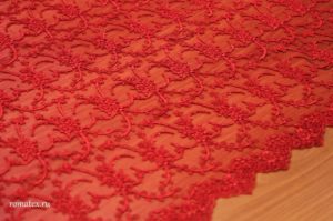 Ткань свадебное
 кружево декор цвет красный